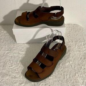 Ecco Babett Brown Leather 3-Strap Sandals Women’s Size 40 EU (9/9.5 US)
